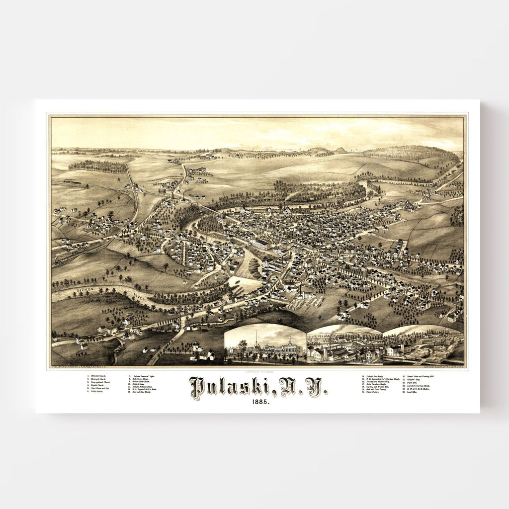 Vintage Map of Pulaski, New York 1885