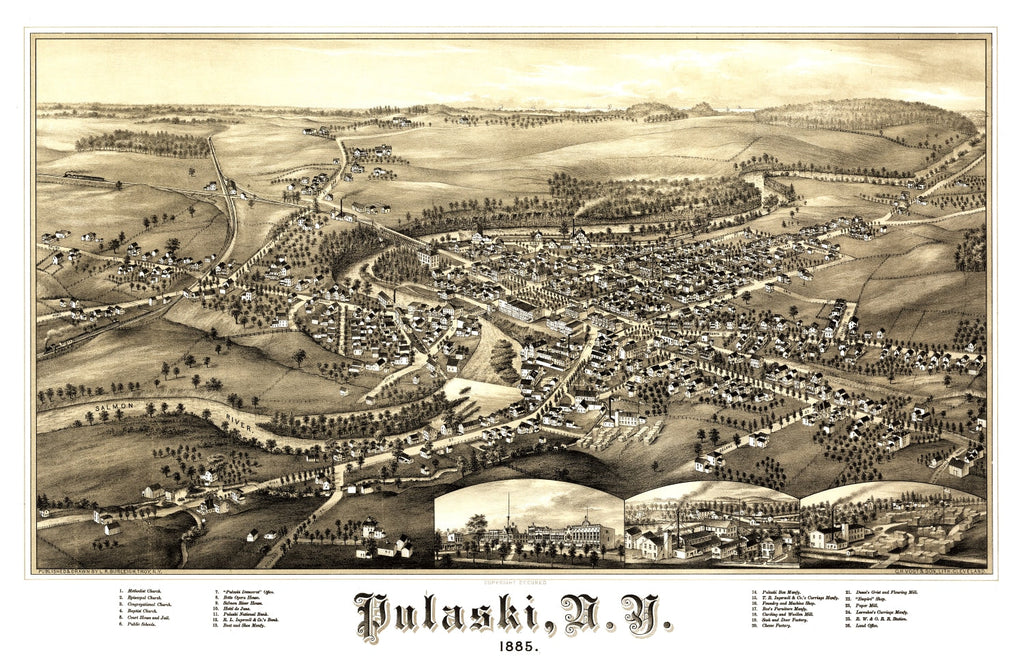 Vintage Map of Pulaski, New York 1885