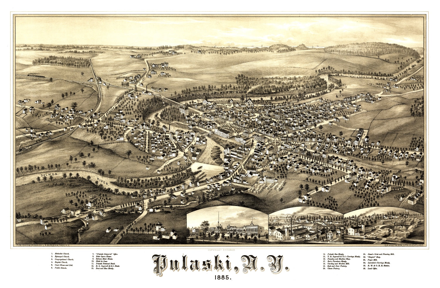 Vintage Map of Pulaski, New York 1885