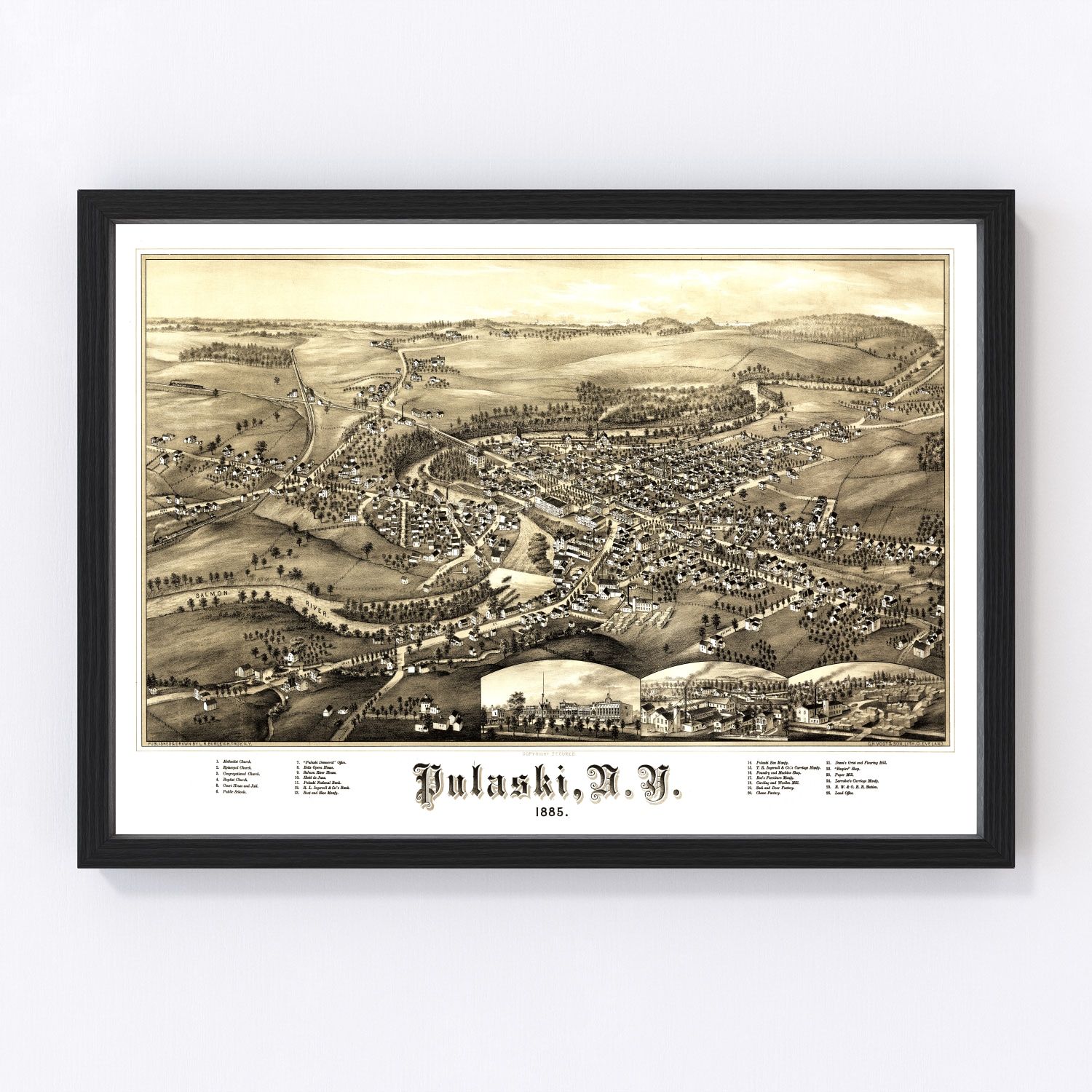 Vintage Map of Pulaski, New York 1885