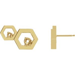 14K Yellow Gold Honeycomb Right Earring Mounting