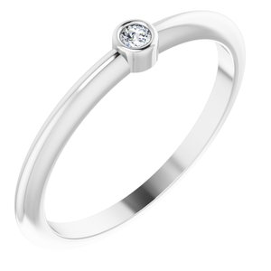 14K White Gold .03 CT Rose-Cut Natural Diamond Stackable Ring