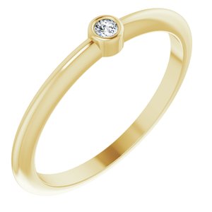 14K Yellow Gold .03 CT Rose-Cut Natural Diamond Stackable Ring
