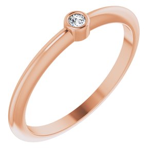 14K Rose Gold .03 CT Rose-Cut Natural Diamond Stackable Ring