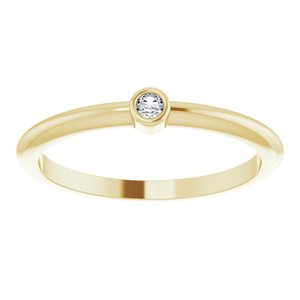 14K Yellow Gold .03 CT Rose-Cut Natural Diamond Stackable Ring