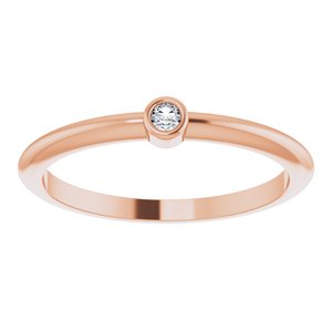 14K Rose Gold .03 CT Rose-Cut Natural Diamond Stackable Ring