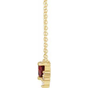 14K Yellow Natural Mozambique Garnet & .07 CTW Natural Diamond 16" Necklace