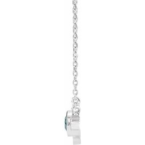 14K White Gold Natural Aquamarine & .03 CTW Natural Diamond Art Deco 16" Necklace