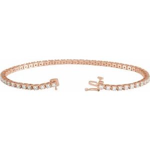 14K Rose Gold 3 CTW Natural Diamond Line 7 1/4" Bracelet – image 2