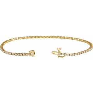 14K Yellow Gold 1 CTW Natural Diamond Line 7 1/4" Bracelet – image 2
