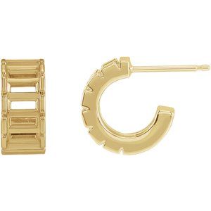 14K Yellow Gold 4x2 mm Straight Baguette Channel-Set Hoop Earring Mounting