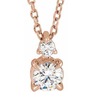 14K Rose Gold 1/4 CTW Lab-Grown Diamond Claw-Prong 16-18" Necklace