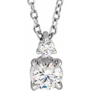 14K White Gold 1/2 CTW Lab-Grown Diamond Claw-Prong 16-18" Necklace