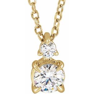 14K Yellow Gold 1/2 CTW Lab-Grown Diamond Claw-Prong 16-18" Necklace