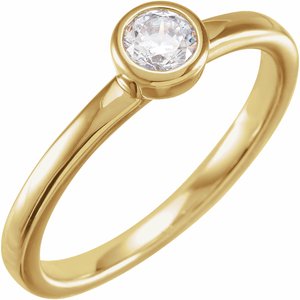 14K Yellow Gold 1/2 CT Lab-Grown Diamond Bezel-Set Ring