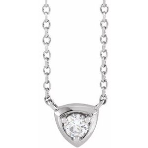 Platinum 1/10 CT Natural Diamond Solitaire 18" Necklace