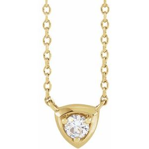 14K Yellow Gold 1/10 CT Natural Diamond Solitaire 18" Necklace