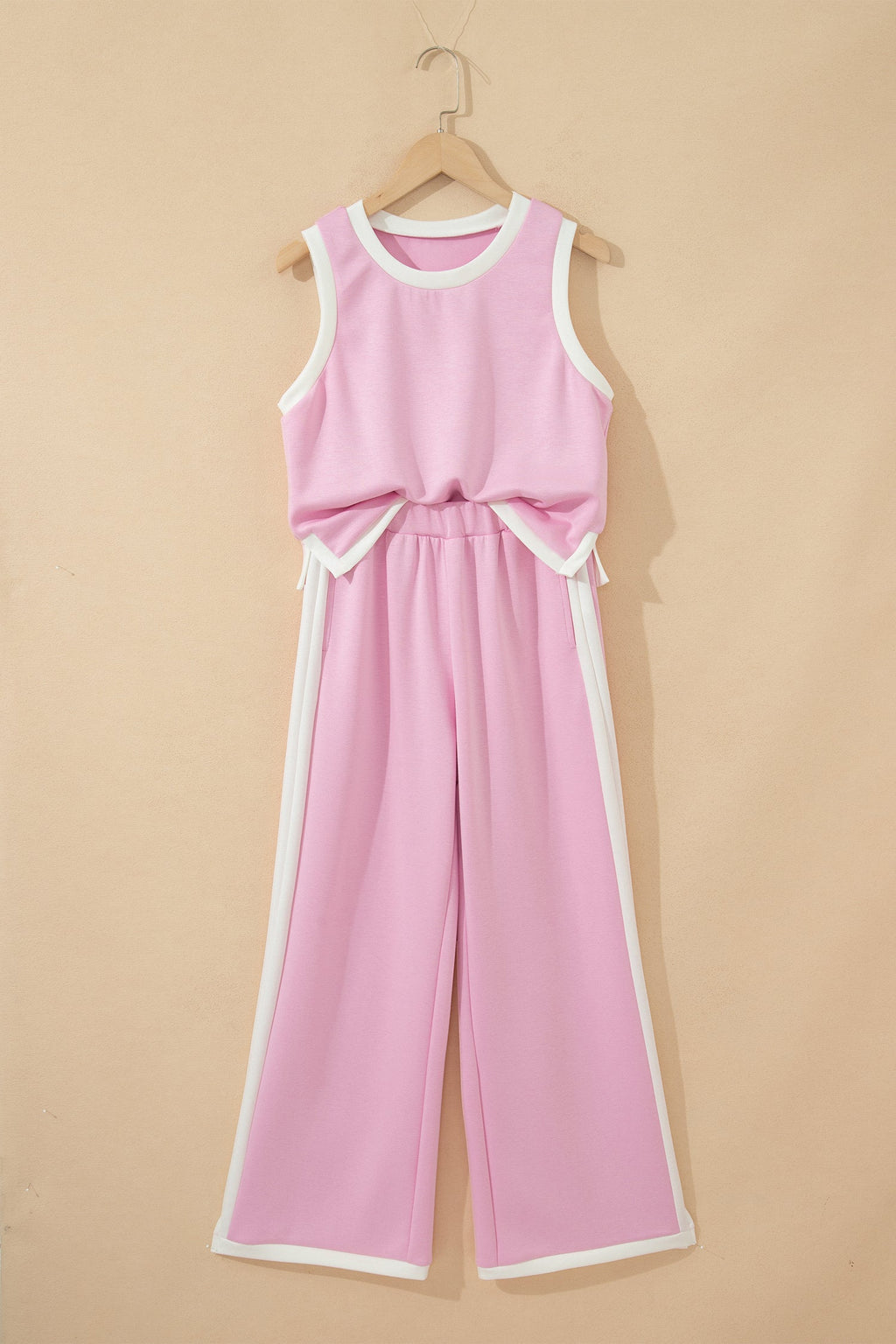 Colorblock Cropped Tank & Elastic Waist Pants Set