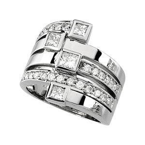 14K White Gold 1 1/3 CTW Natural Diamond Right Hand Ring