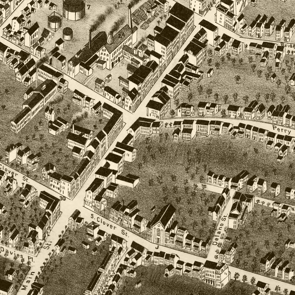 Vintage Map of Poughkeepsie, New York 1874