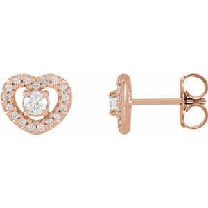 14K Rose Gold 1/3 CTW Natural Diamond Heart Earrings