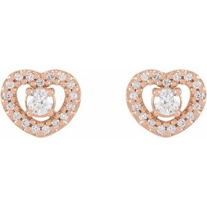 14K Rose Gold 1/3 CTW Natural Diamond Heart Earrings – image 2