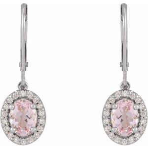 14K White Gold Natural Pink Morganite & 1/5 CTW Natural Diamond Earrings – image 2