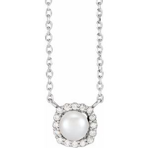 Halo-Style Pearl Necklace or Center
