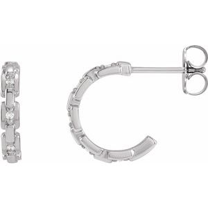 Platinum .04 CTW Natural Diamond Chain Link 12.5 mm Huggies
