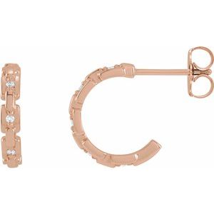 14K Rose Gold .04 CTW Natural Diamond Chain Link 12.5 mm Huggies