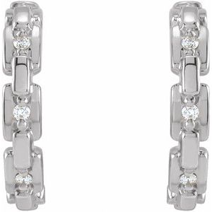 Platinum .04 CTW Natural Diamond Chain Link 12.5 mm Huggies – image 2