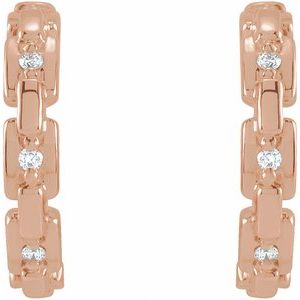 14K Rose Gold .04 CTW Natural Diamond Chain Link 12.5 mm Huggies – image 2