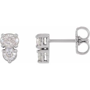 14K White Gold 1/2 CTW Lab-Grown Diamond Two-Stone Earrings