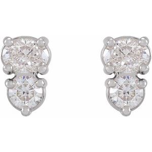 14K White Gold 1/2 CTW Lab-Grown Diamond Two-Stone Earrings – image 2