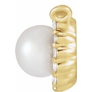 14K Yellow Gold Cultured White Akoya Pearl .06 CTW Natural Diamond Halo-Style Necklace Center