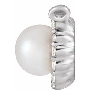 14K White Gold Cultured White Akoya Pearl .06 CTW Natural Diamond Halo-Style Necklace Center