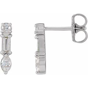 Platinum 1/4 CTW Natural Diamond Multi-Shape Bar Earrings