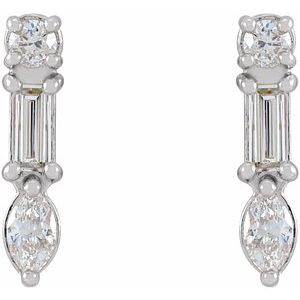 Platinum 1/4 CTW Natural Diamond Multi-Shape Bar Earrings – image 2