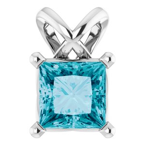 Sterling Silver 5x5 mm Square Natural London Blue Topaz Pendant