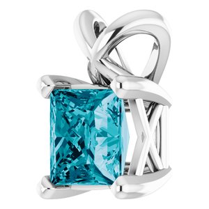 Sterling Silver 5x5 mm Square Natural London Blue Topaz Pendant