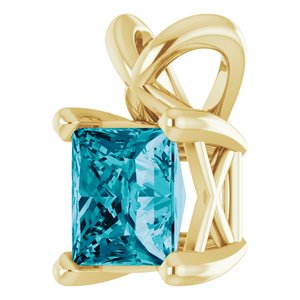 14K Yellow Gold 5x5 mm Square Natural London Blue Topaz Pendant