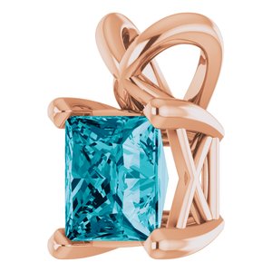 14K Rose Gold 5x5 mm Square Natural London Blue Topaz Pendant