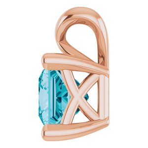 14K Rose Gold 5x5 mm Square Natural London Blue Topaz Pendant