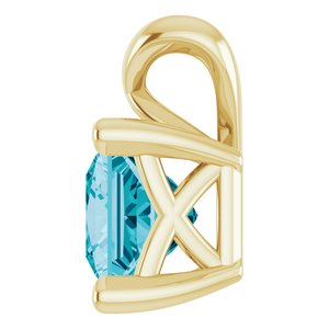 14K Yellow Gold 5x5 mm Square Natural London Blue Topaz Pendant