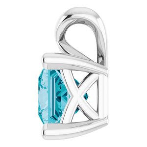 Platinum 5x5 mm Square Natural London Blue Topaz Pendant