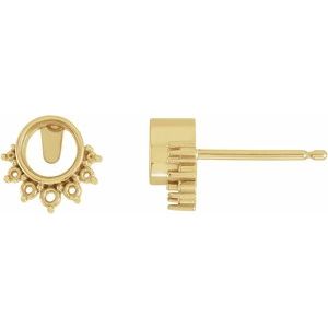 14K Yellow Gold 4 mm Round Earring Mounting