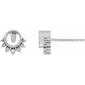 Platinum 4 mm Round Earring Mounting