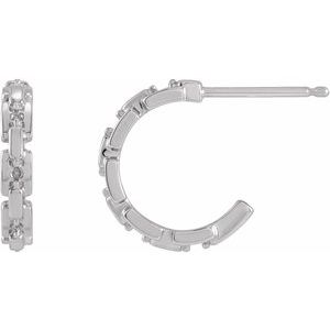 Platinum 1.1 mm Round Chain Link Single 12.5 mm Huggie Earring Mounting