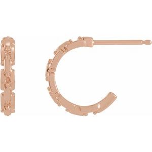 14K Rose Gold 1.1 mm Round Chain Link Single 12.5 mm Huggie Earring Mounting
