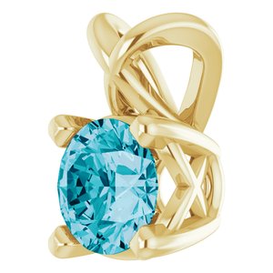 14K Yellow Gold 4 mm Round Natural London Blue Topaz Pendant
